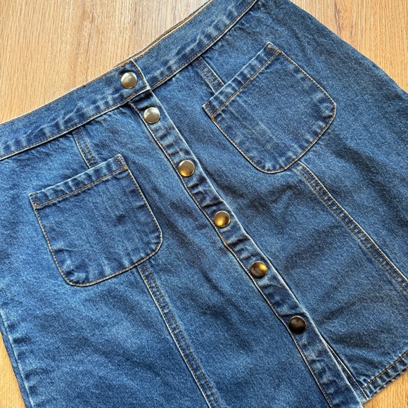 BDG Blue Denim Mini Skirt with Button Detail - Picture 2 of 4